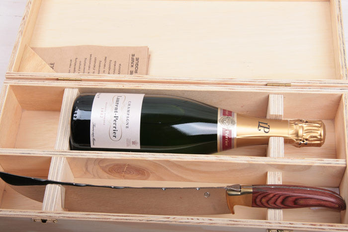 Sabre Laguiole en coffret luxe avec bouteille de Champagne Laurent-Perrier